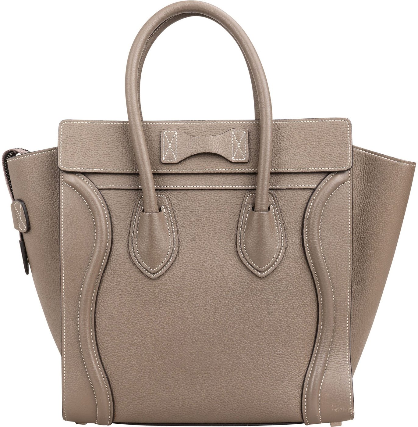 Céline Taupe Grained Calfskin Luggage Handbag