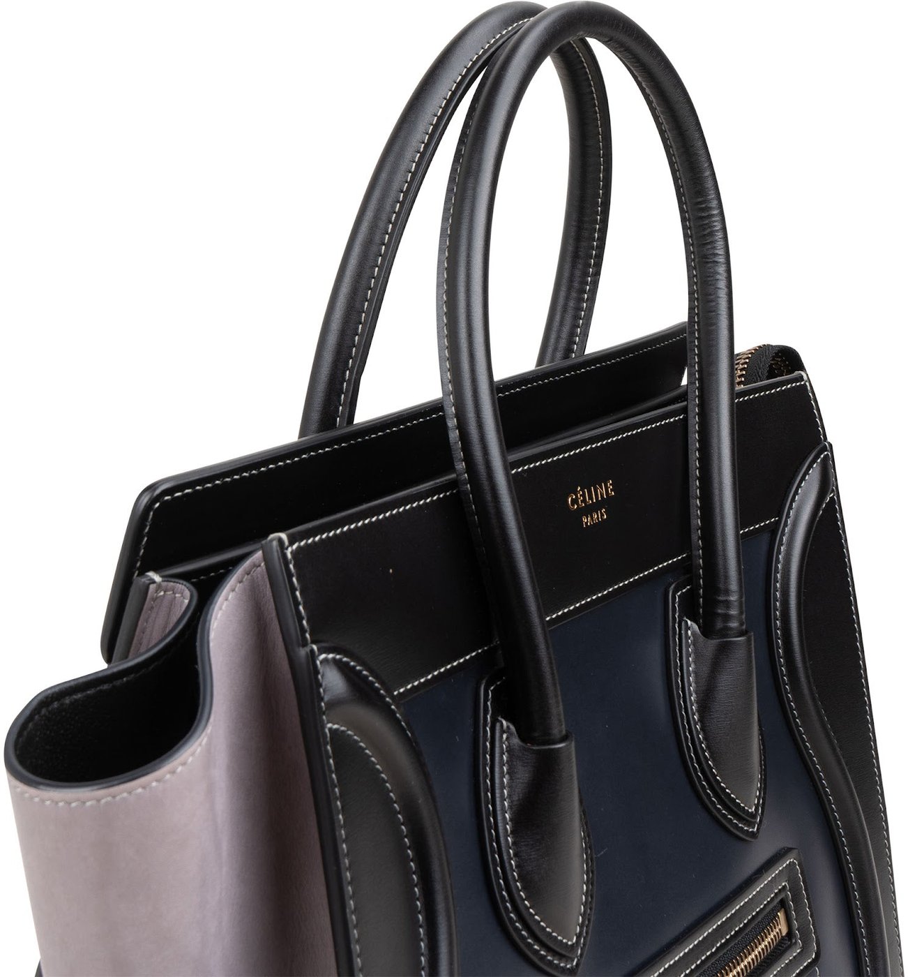 Céline Tricolor Smooth & Box Stitched Calfskin Luggage Handbag