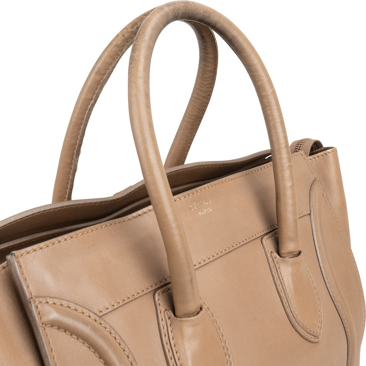 Céline Brown Leather Luggage Tote Handbag