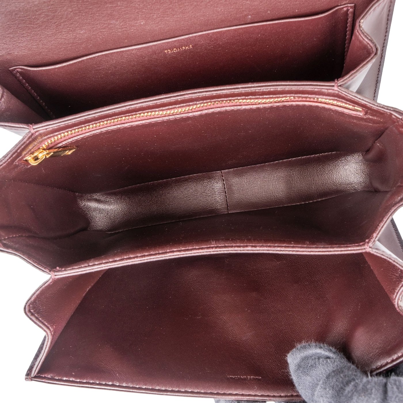 Celine Burgundy Classic Boxcalf Leather Triomphe Crossbody Bag