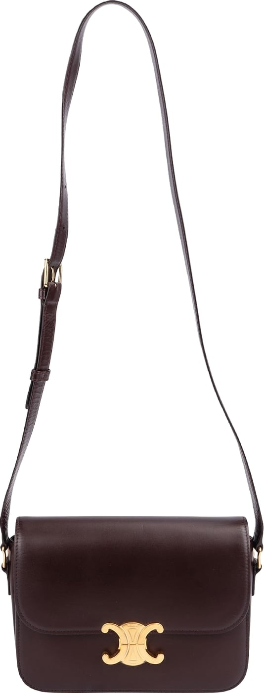 Celine Burgundy Classic Boxcalf Leather Triomphe Crossbody Bag