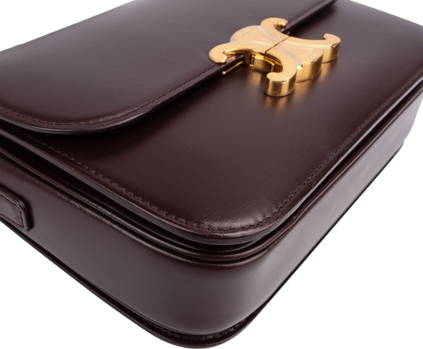Celine Burgundy Classic Boxcalf Leather Triomphe Crossbody Bag