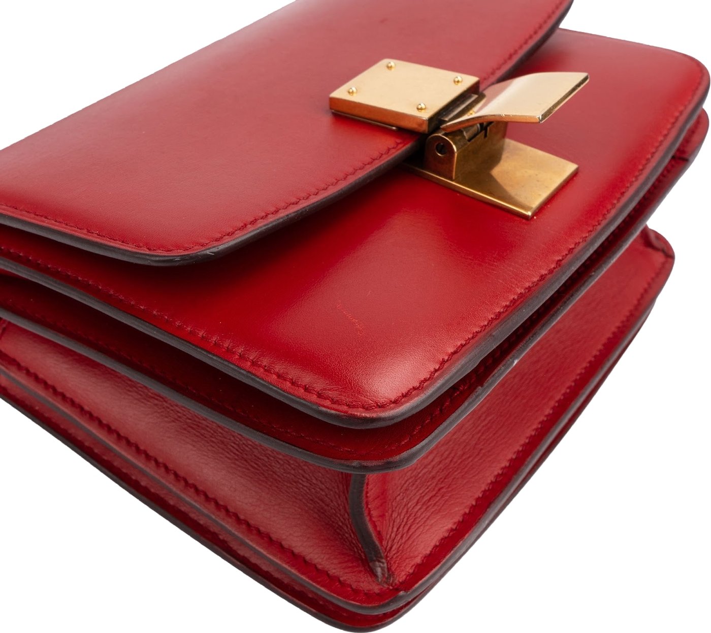 Celine Red Classic Boxcalf Leather Small Triomphe Crossbody Bag