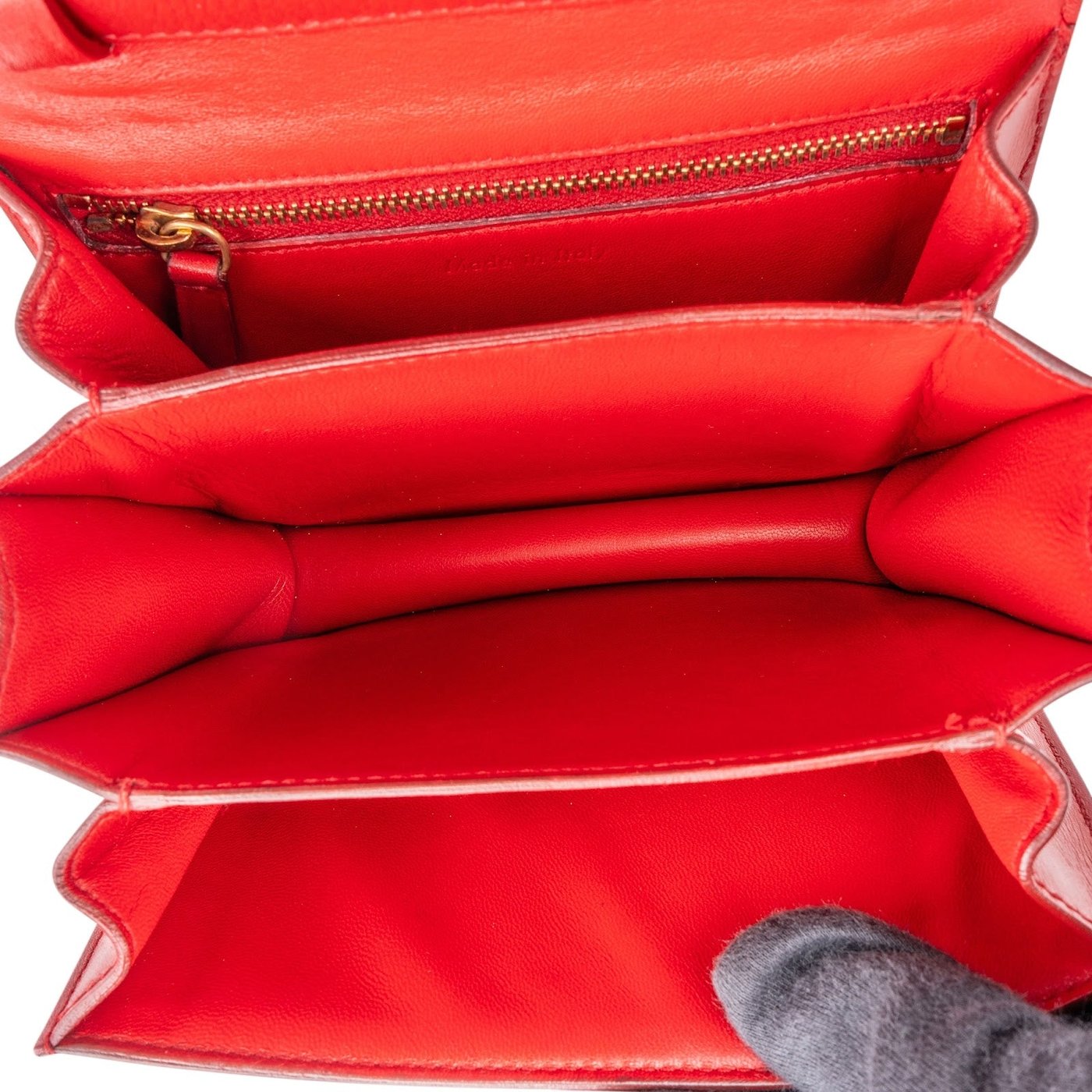 Celine Red Classic Boxcalf Leather Small Triomphe Crossbody Bag