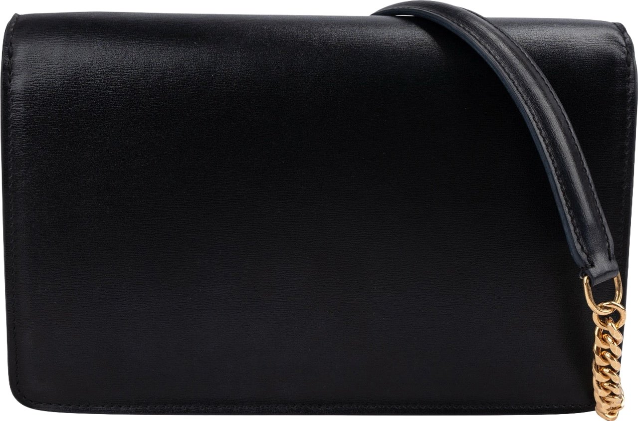 Celine Black Calfskin Wallet On Chain Triomphe Crossbody Bag
