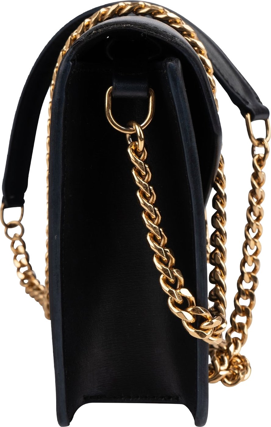 Celine Black Calfskin Wallet On Chain Triomphe Crossbody Bag