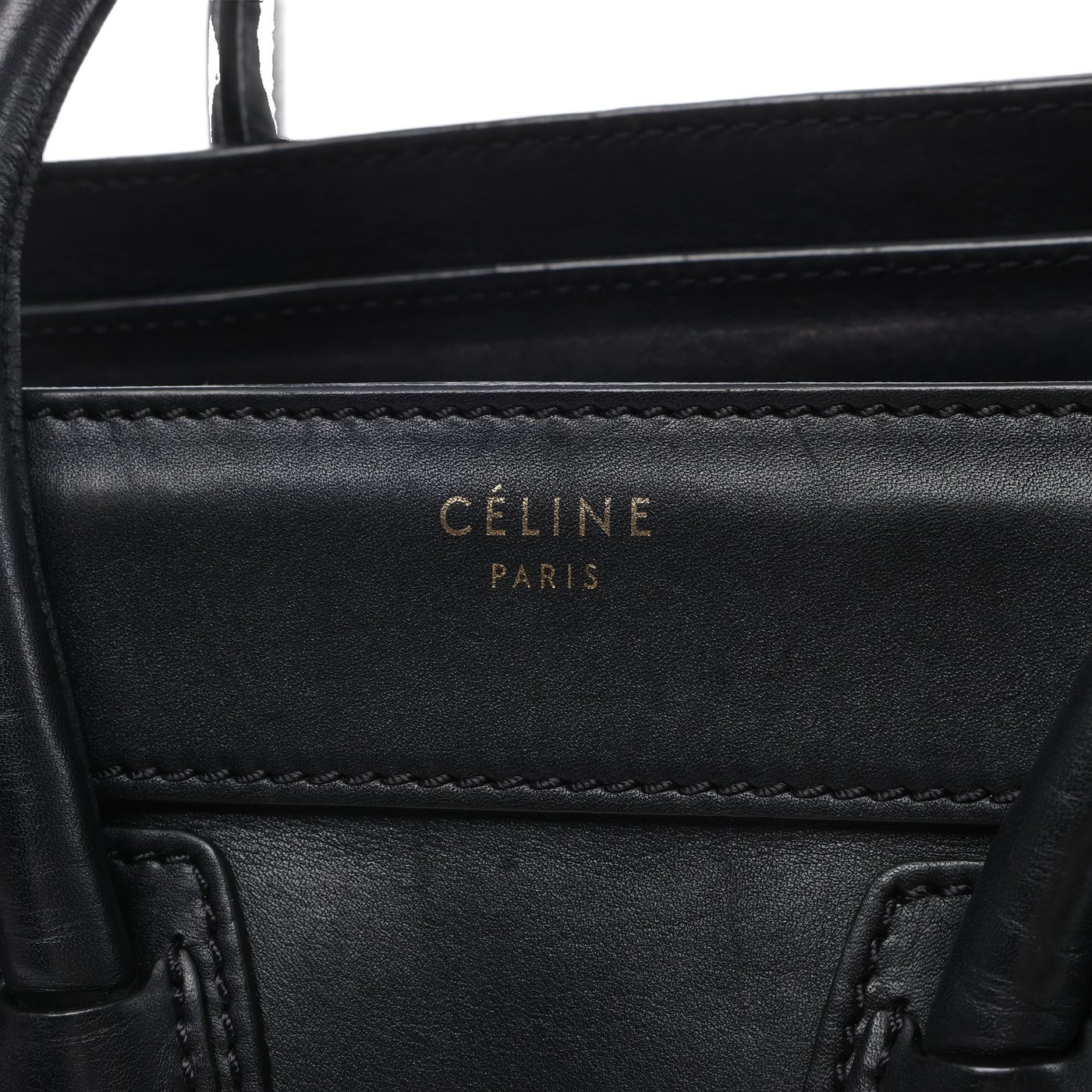 Celine Luggage Micro Shopper Leather Handbag in Black