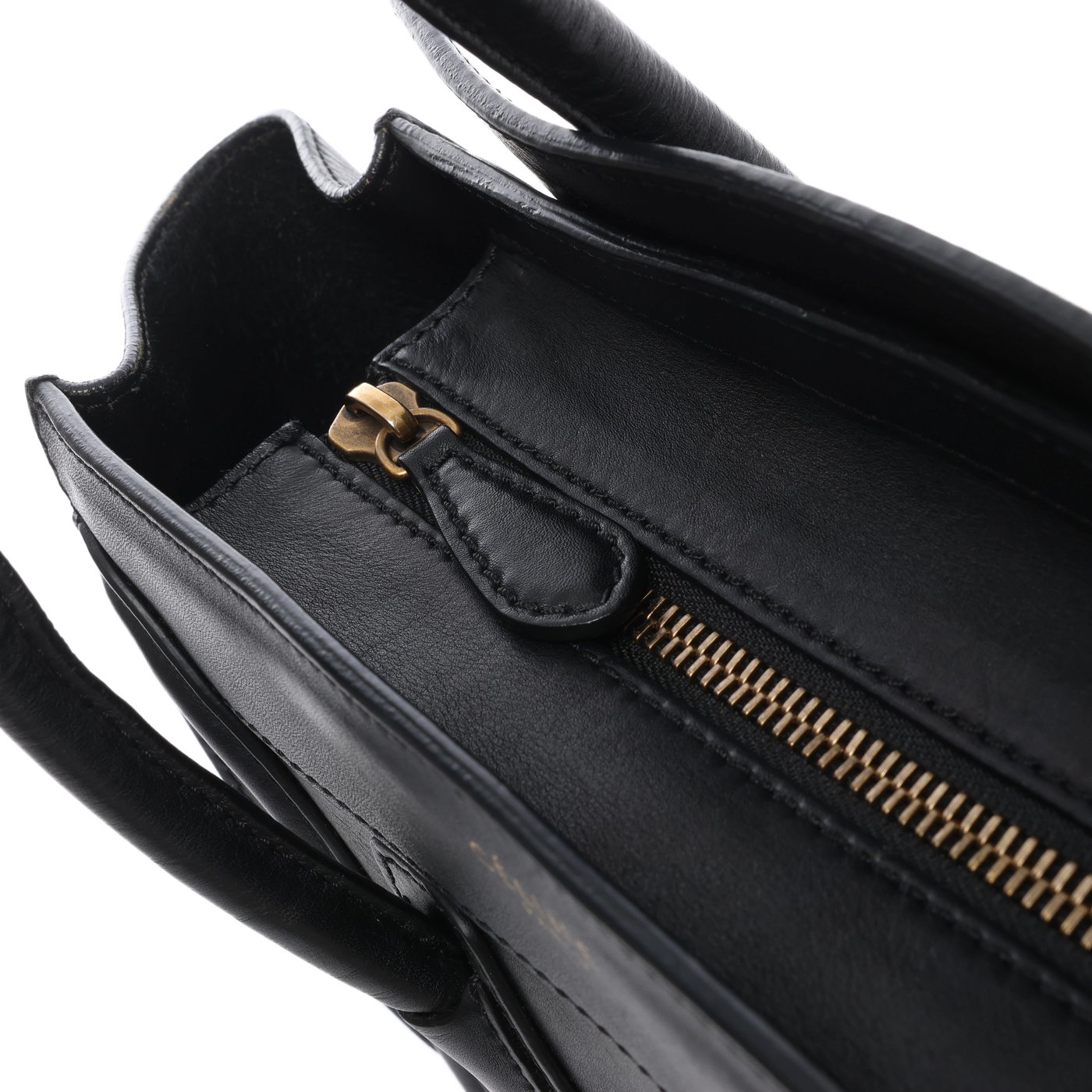 Celine Luggage Micro Shopper Leather Handbag in Black