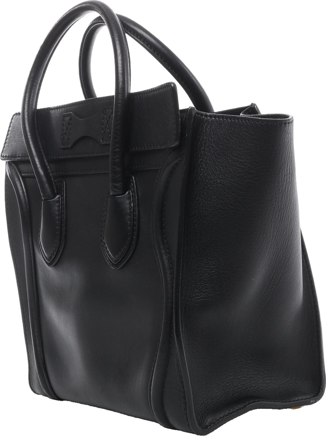 Celine Luggage Micro Shopper Leather Handbag in Black