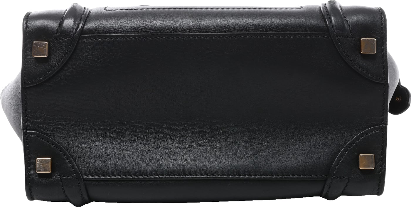 Celine Luggage Micro Shopper Leather Handbag in Black