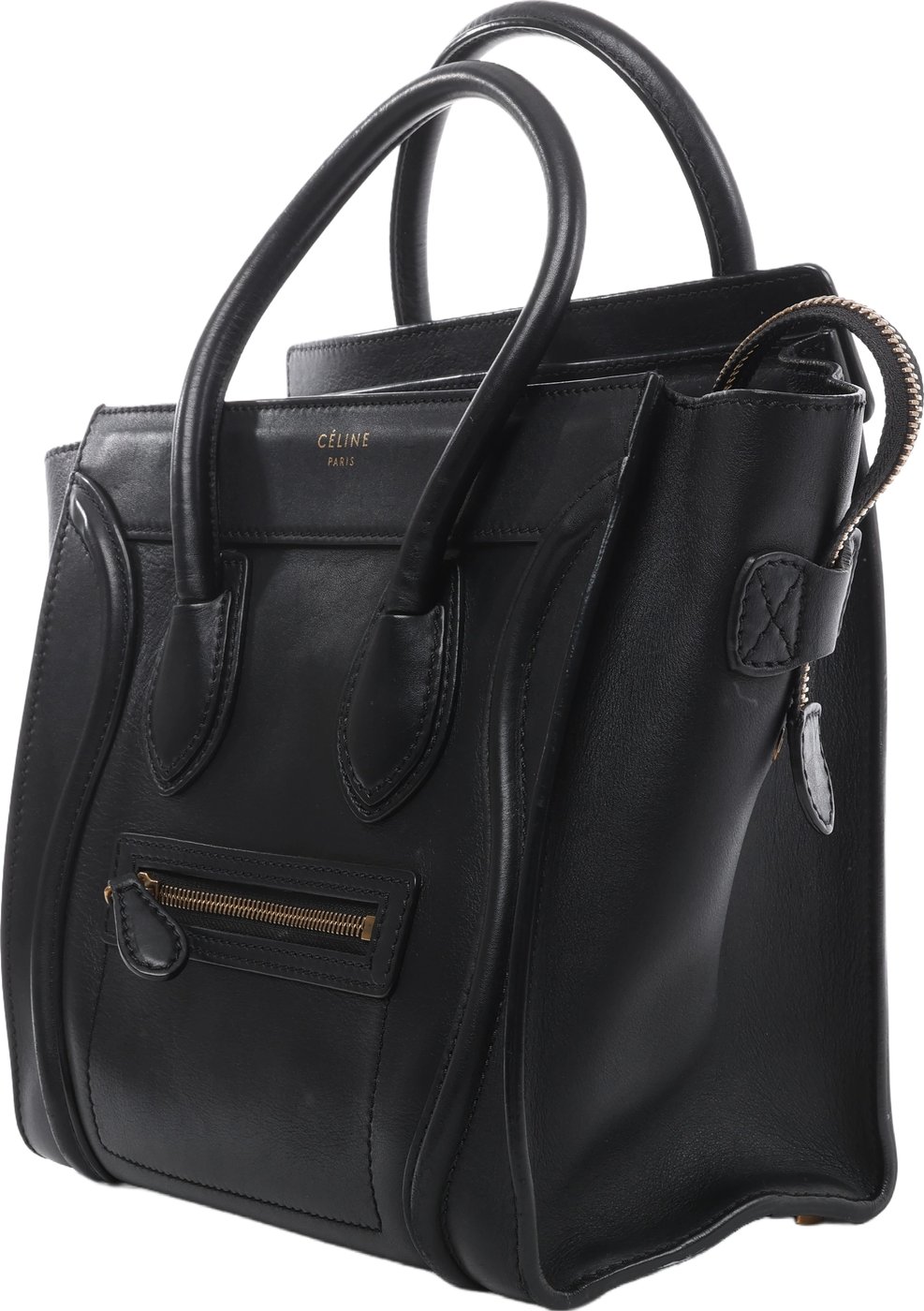 Celine Luggage Micro Shopper Leather Handbag in Black