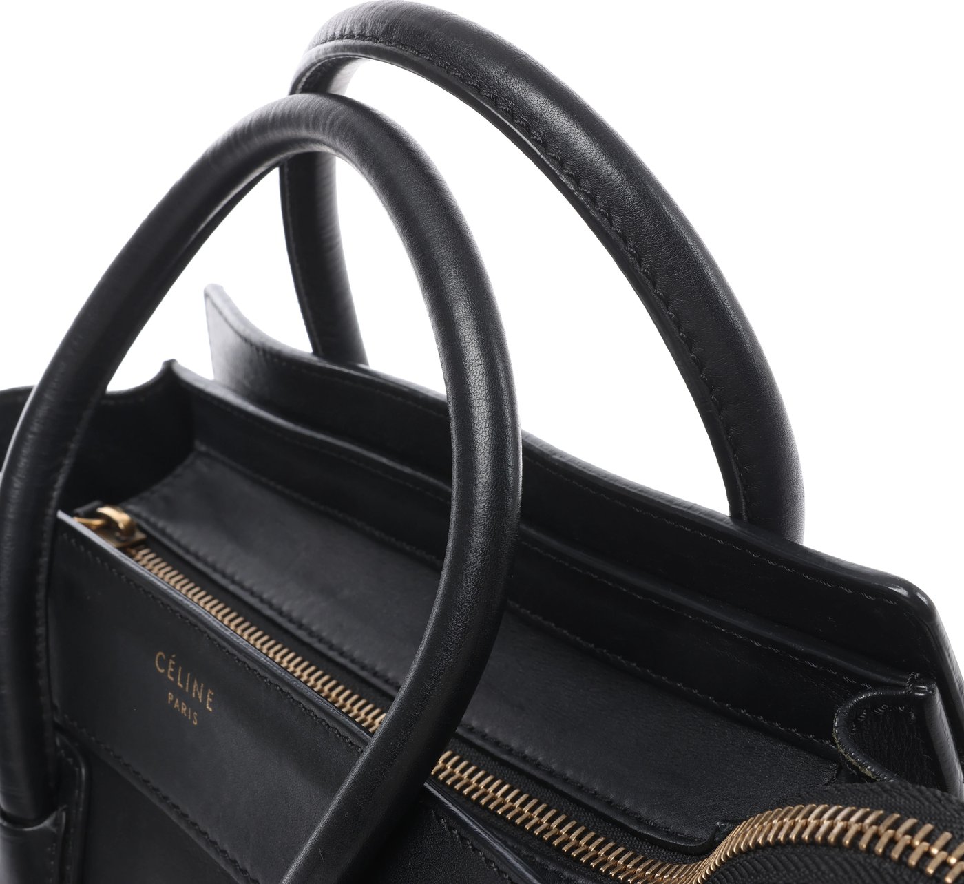 Celine Luggage Micro Shopper Leather Handbag in Black