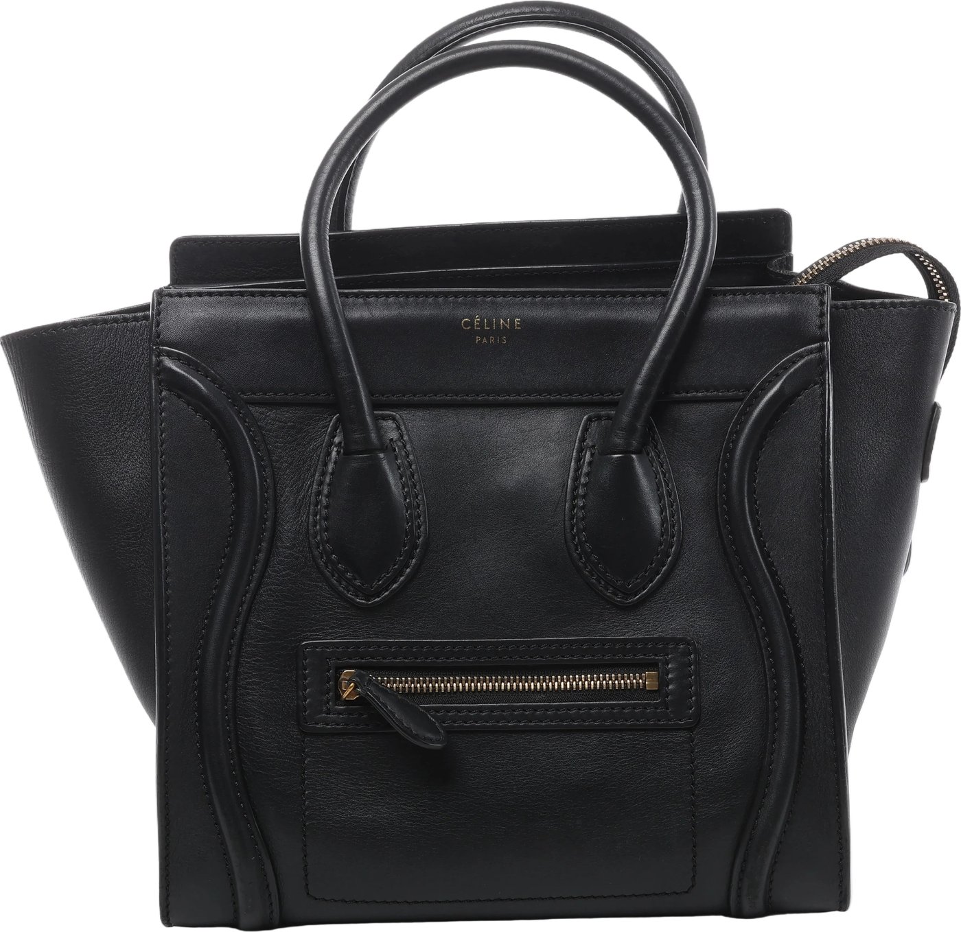 Celine Luggage Micro Shopper Leather Handbag in Black