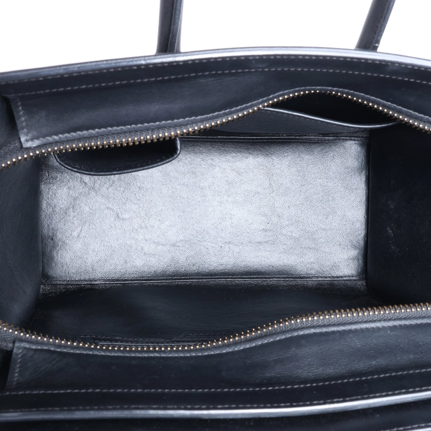 Celine Luggage Micro Leather Handbag in Black x White