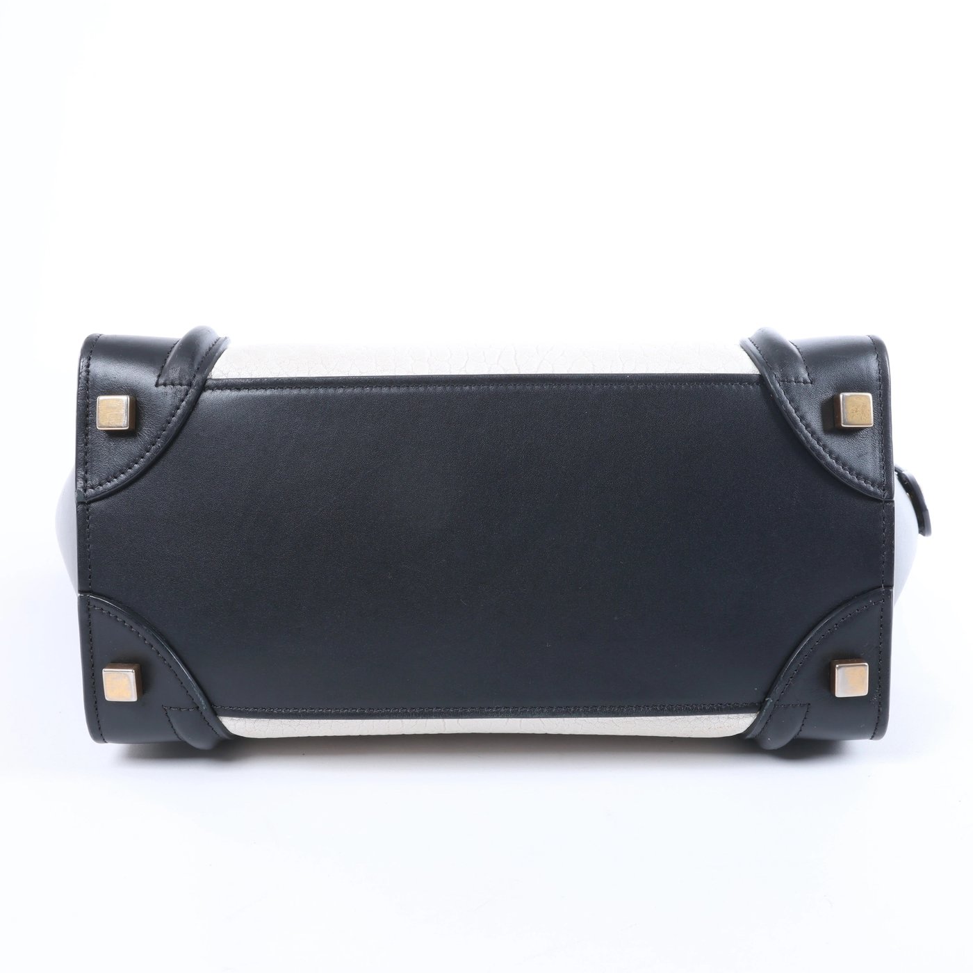 Celine Luggage Micro Leather Handbag in Black x White