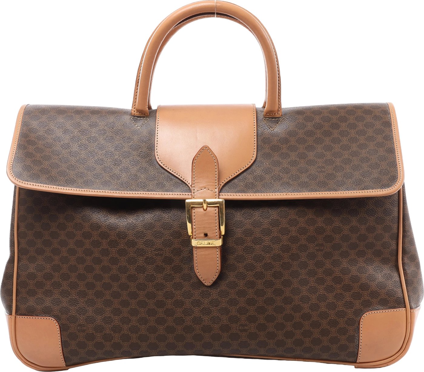 CELINE Macadam Top Handle Briefcase Handbag in Brown