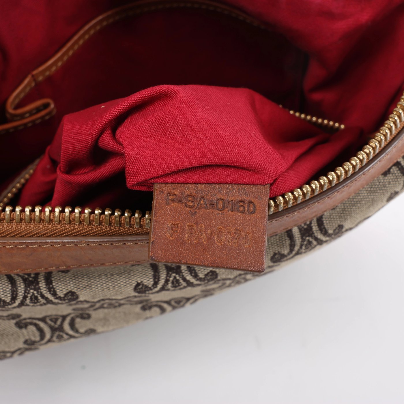 Celine C-Macadam Canvas & Leather Shoulder Bag in Brown x Gray