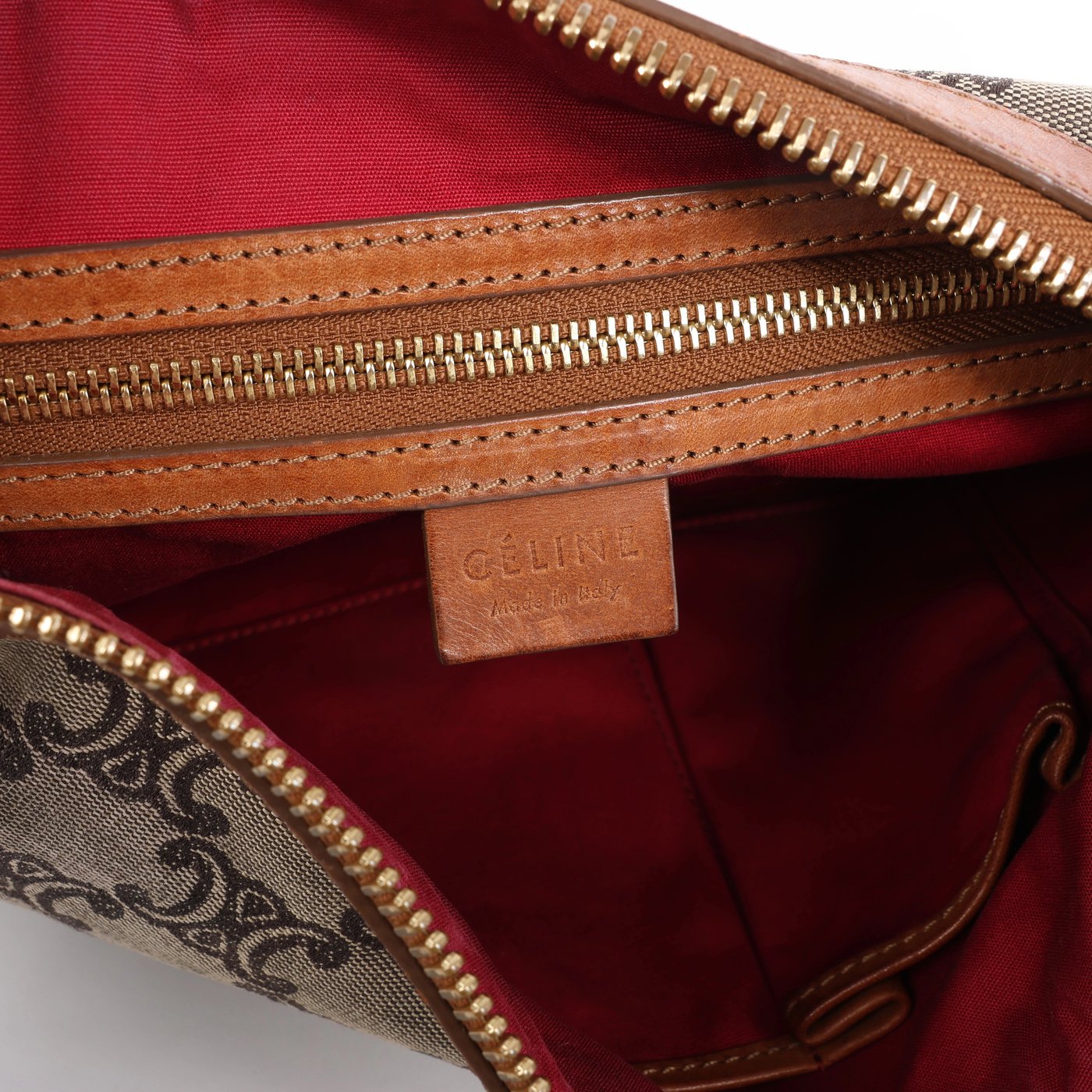 Celine C-Macadam Canvas & Leather Shoulder Bag in Brown x Gray