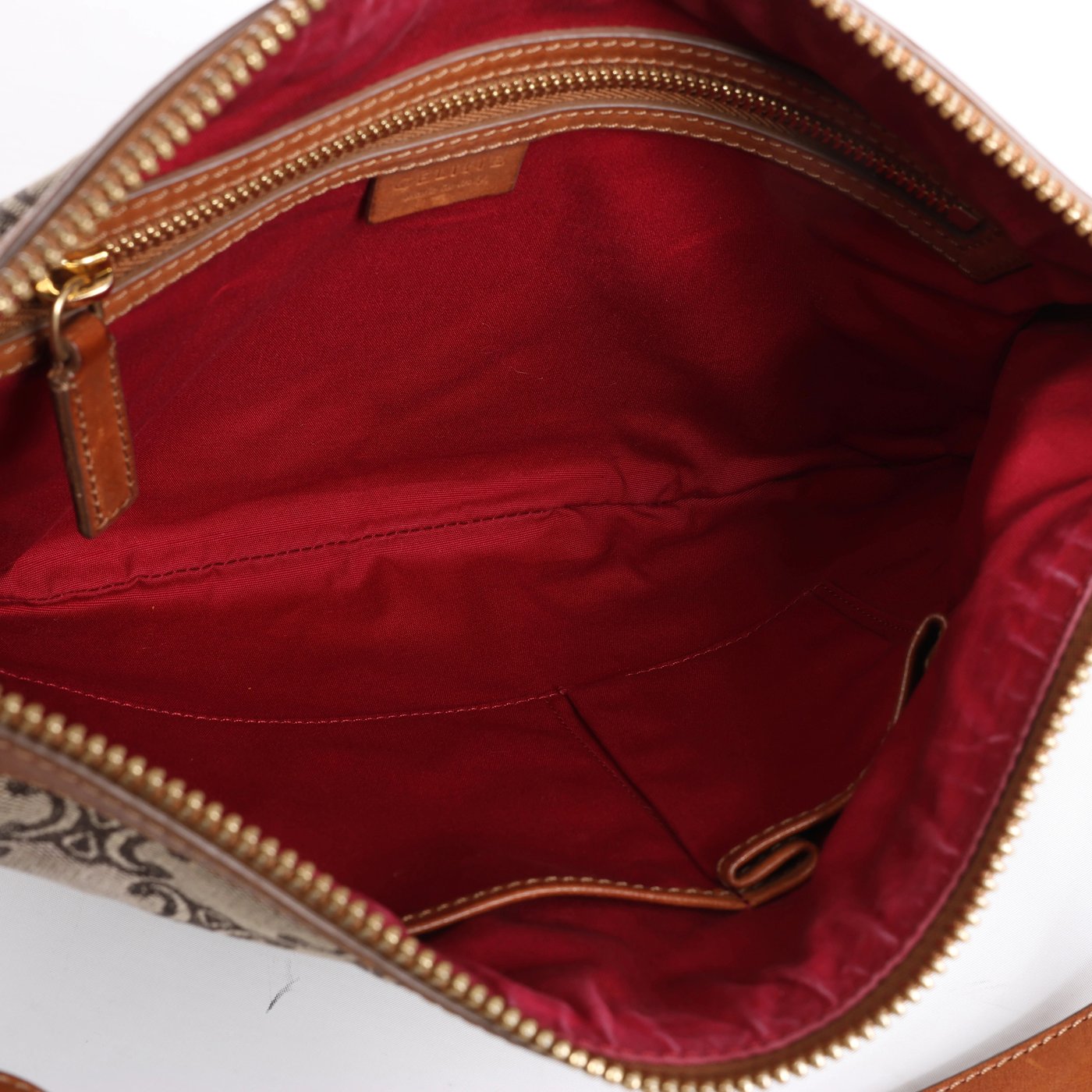 Celine C-Macadam Canvas & Leather Shoulder Bag in Brown x Gray