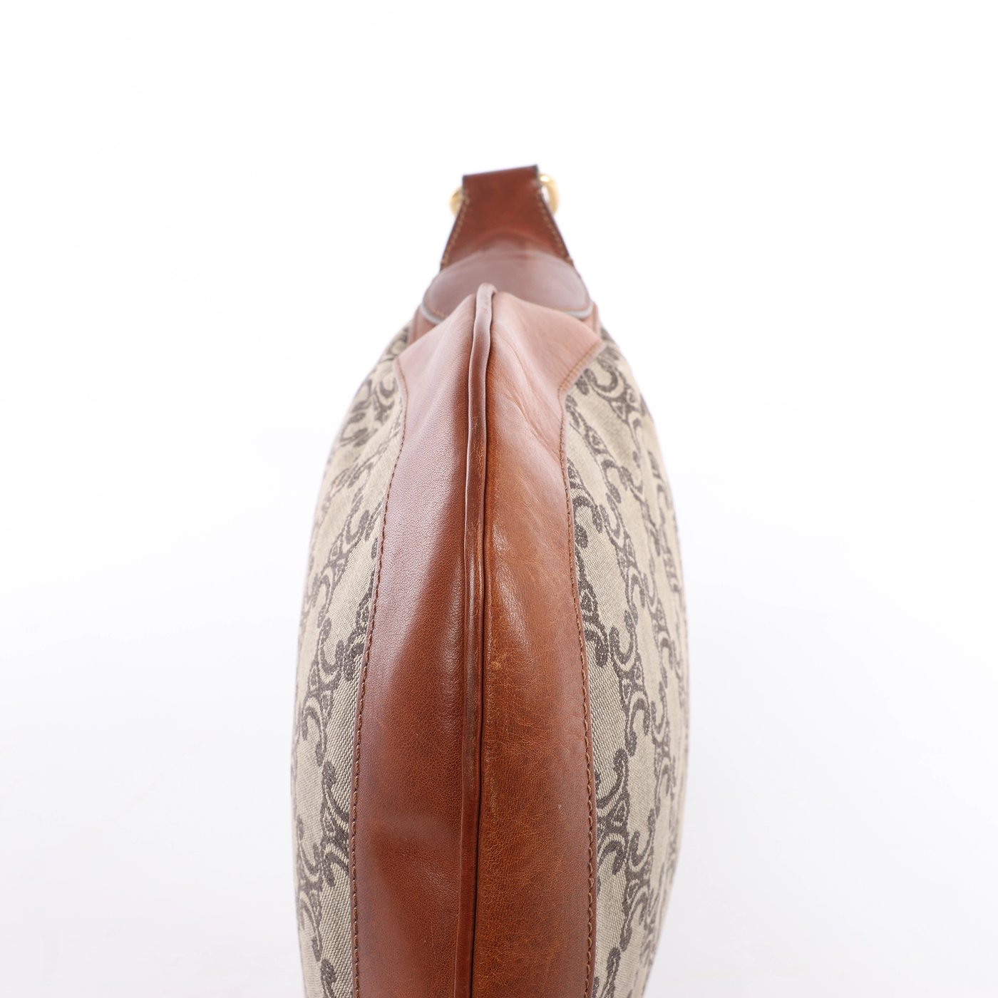 Celine C-Macadam Canvas & Leather Shoulder Bag in Brown x Gray