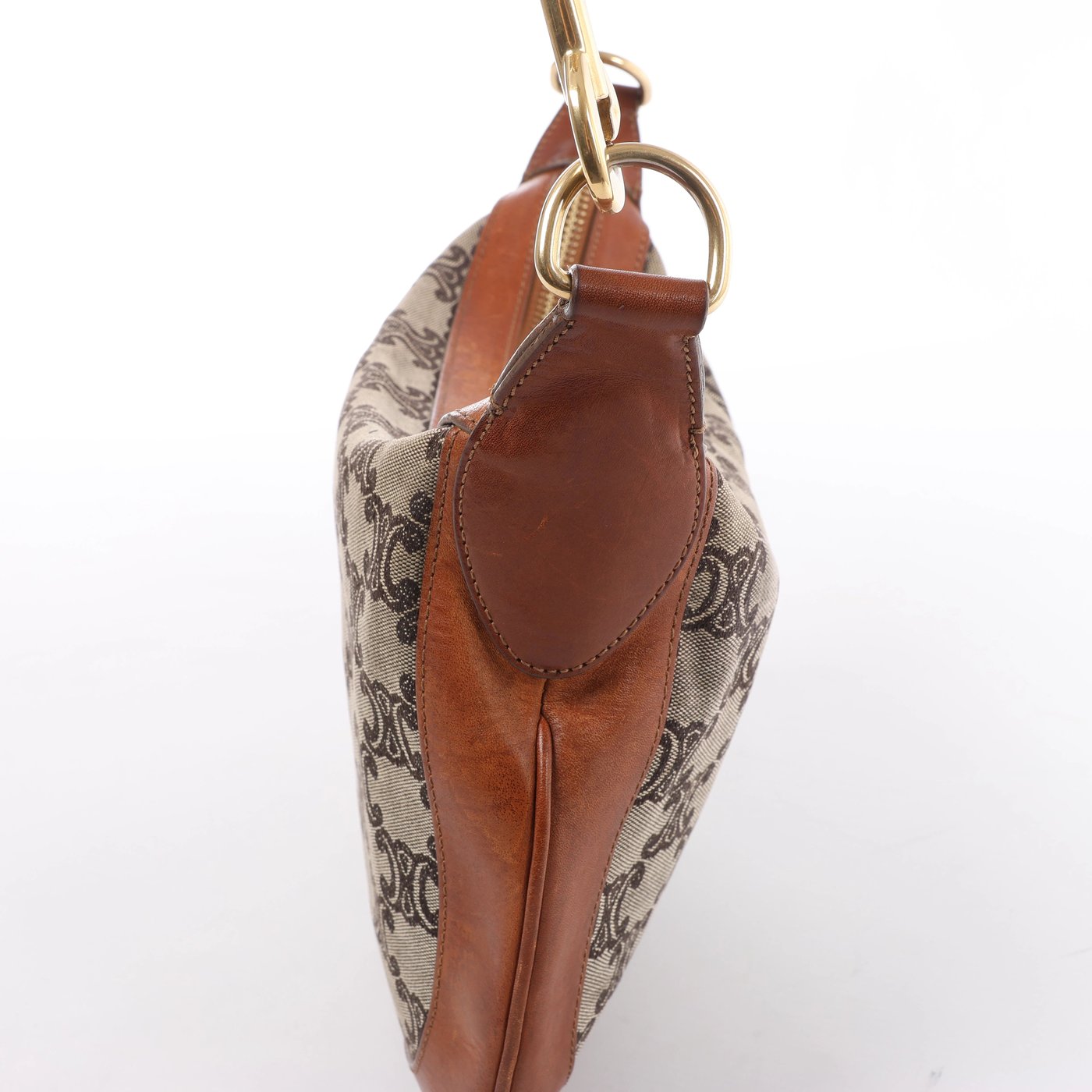 Celine C-Macadam Canvas & Leather Shoulder Bag in Brown x Gray