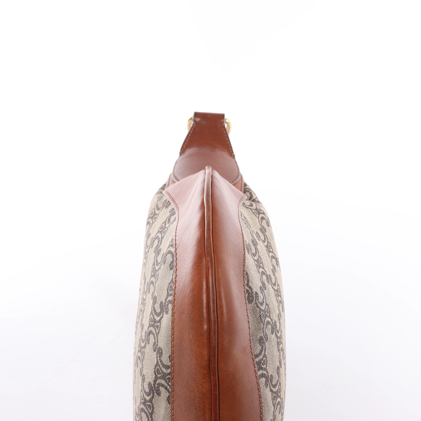 Celine C-Macadam Canvas & Leather Shoulder Bag in Brown x Gray