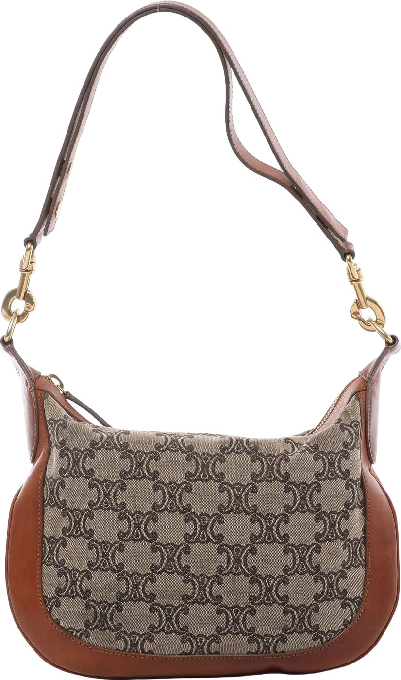 Celine C-Macadam Canvas & Leather Shoulder Bag in Brown x Gray