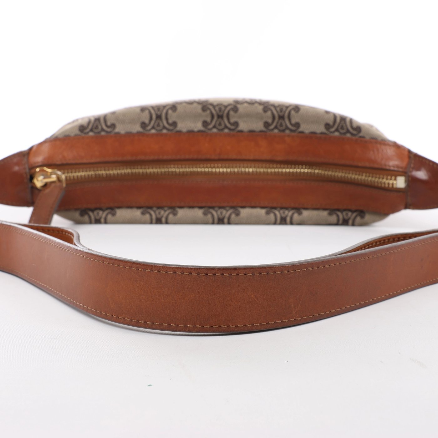 Celine C-Macadam Canvas & Leather Shoulder Bag in Brown x Gray