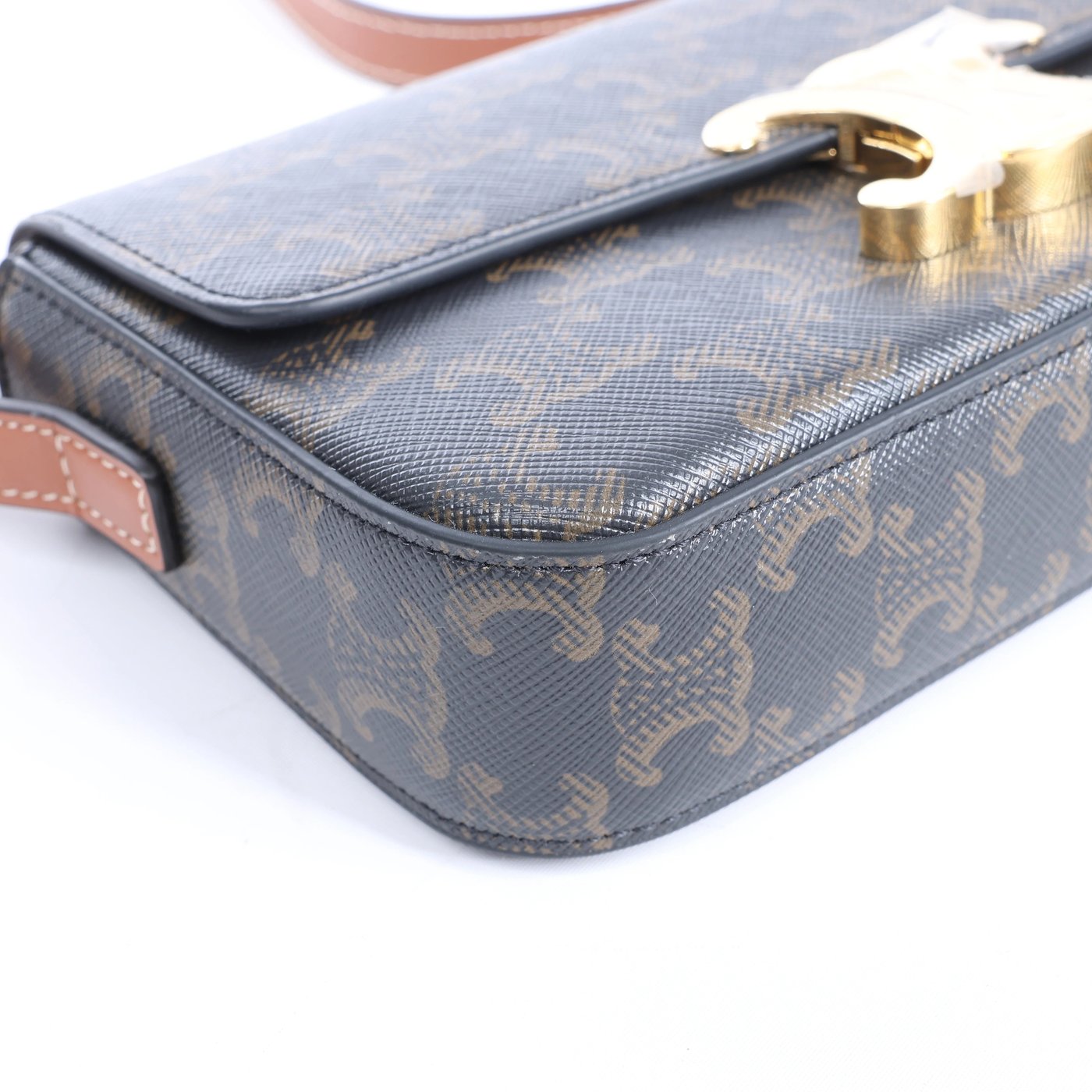 Celine Triomphe Claude PVC & Leather Shoulder Bag in Brown