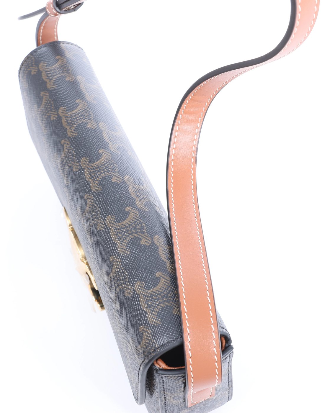 Celine Triomphe Claude PVC & Leather Shoulder Bag in Brown