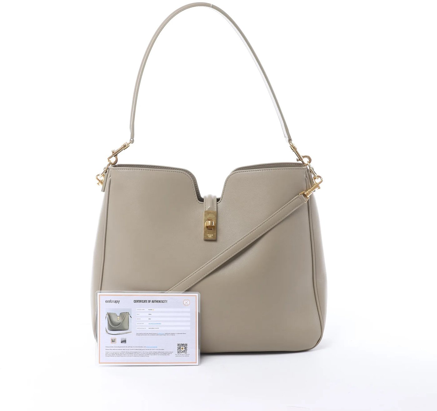Celine Camille 16 Medium Leather 2Way Shoulder Bag in Beige
