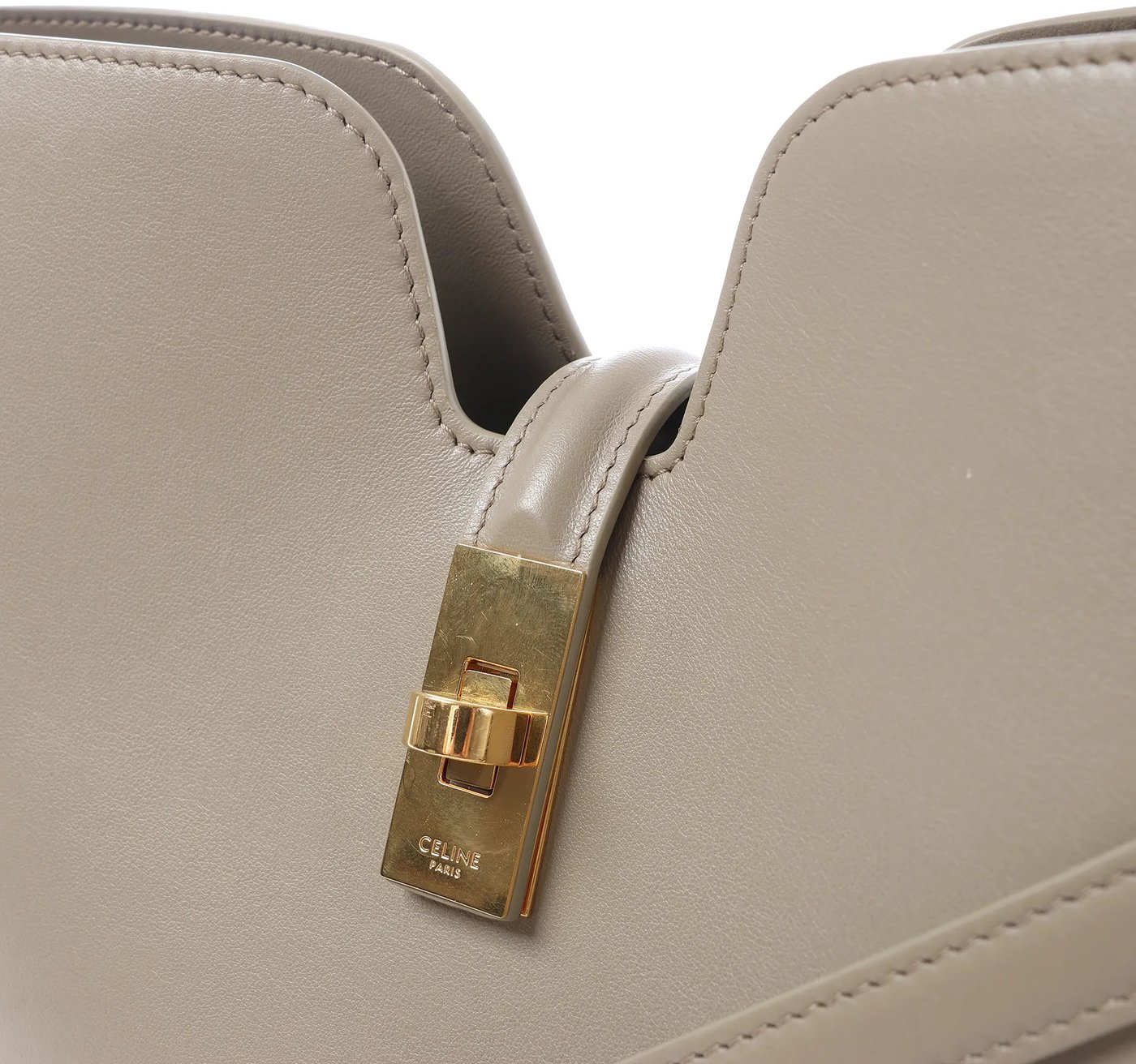 Celine Camille 16 Medium Leather 2Way Shoulder Bag in Beige