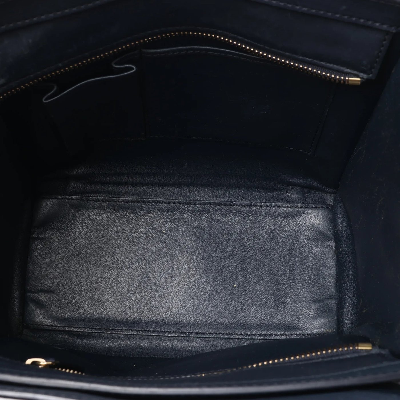 CELINE Luggage Micro Leather Handbag in Navy Blue