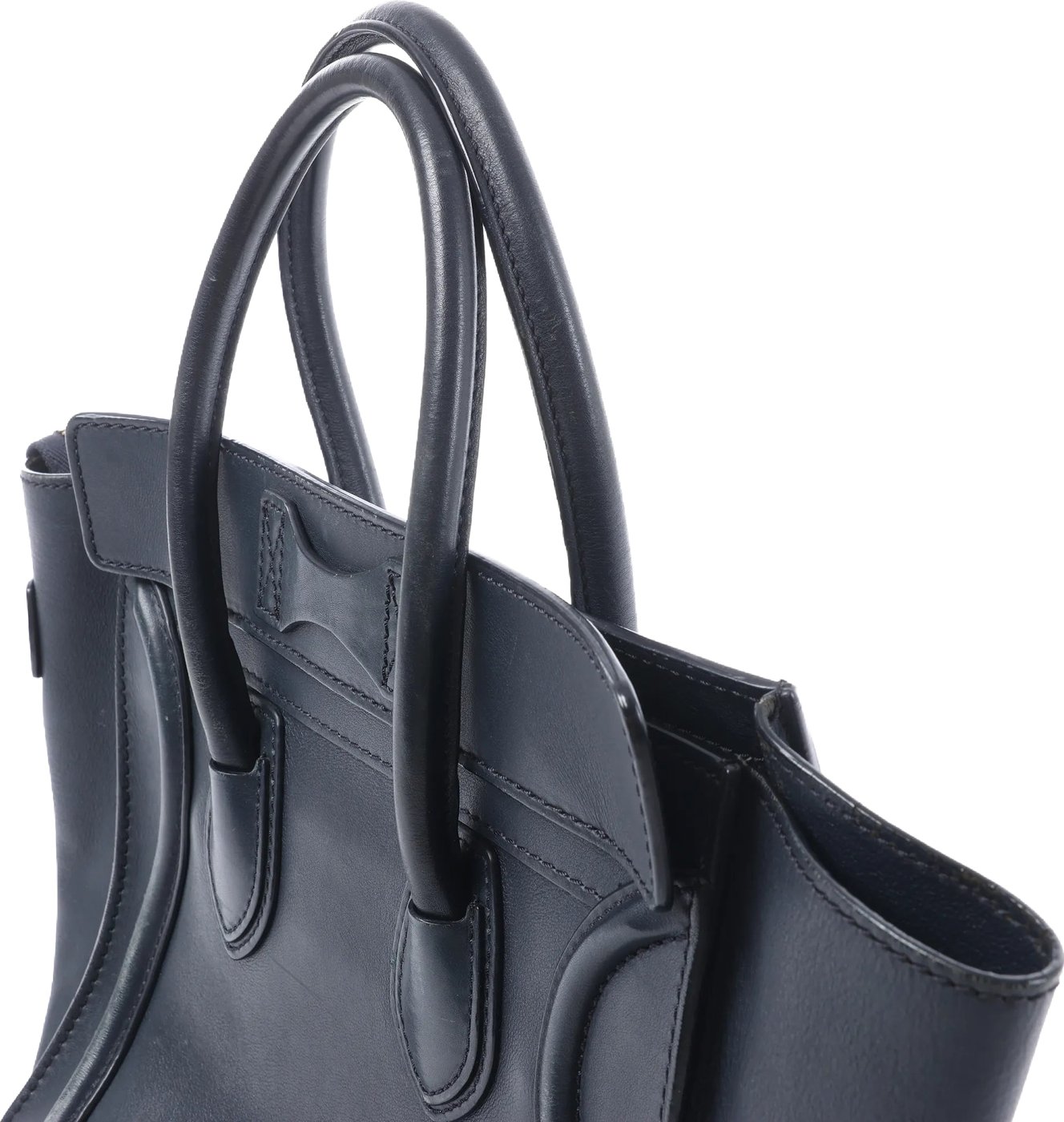CELINE Luggage Micro Leather Handbag in Navy Blue