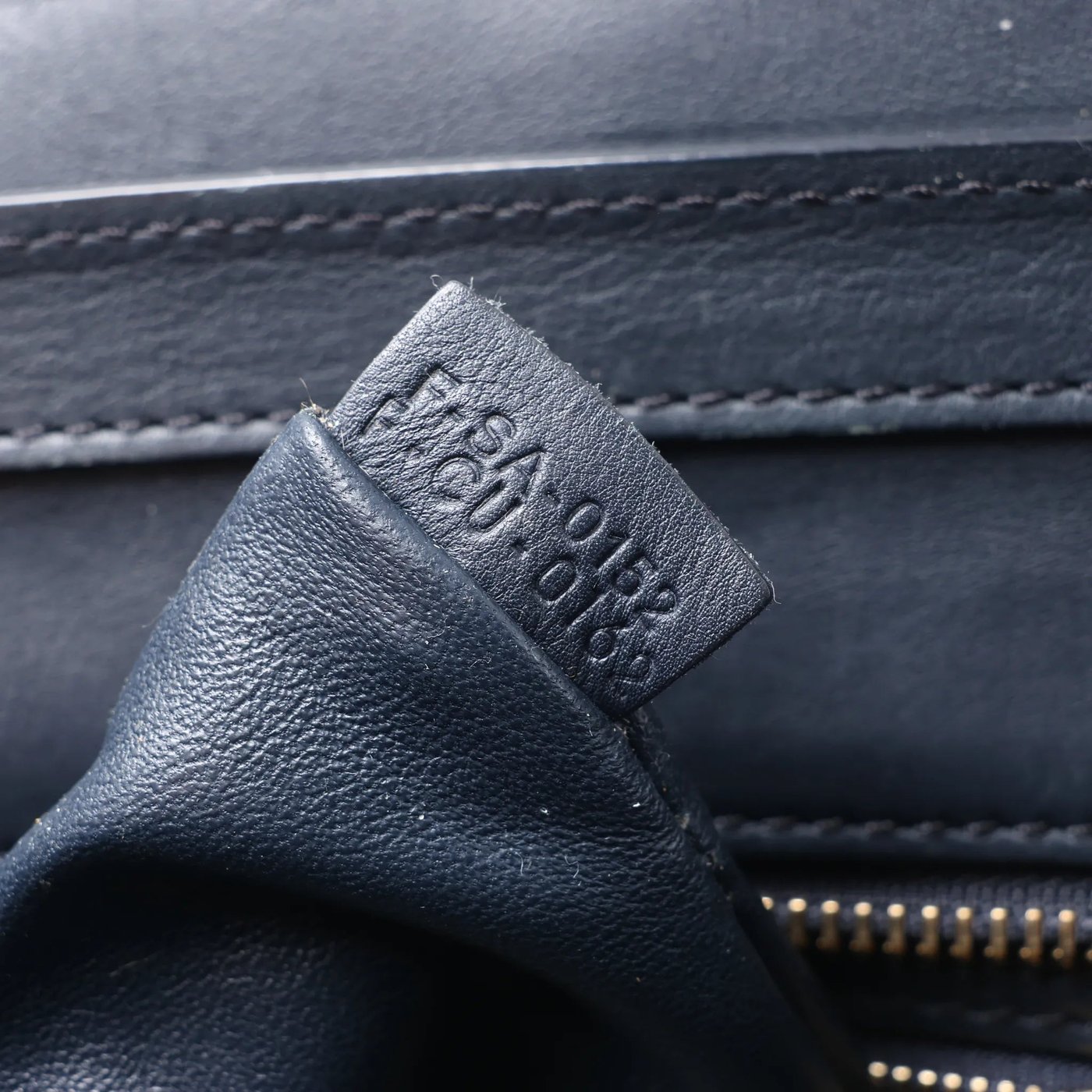 CELINE Luggage Micro Leather Handbag in Navy Blue