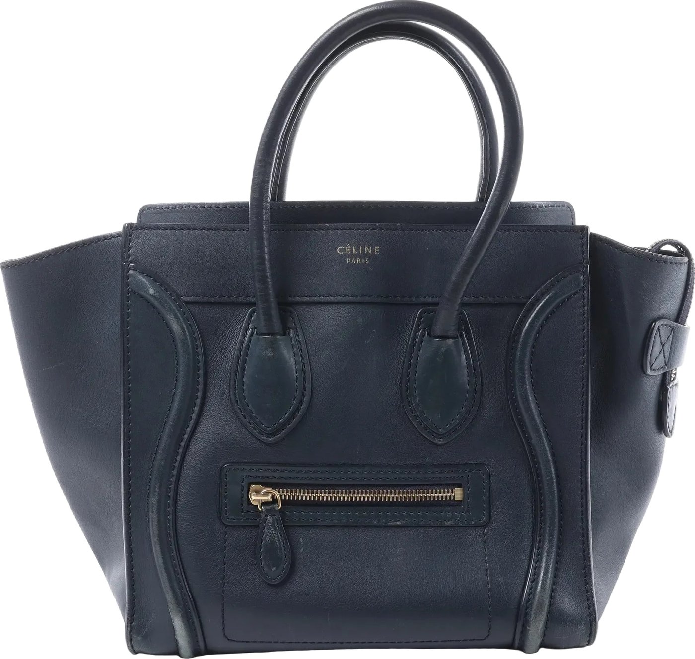 CELINE Luggage Micro Leather Handbag in Navy Blue