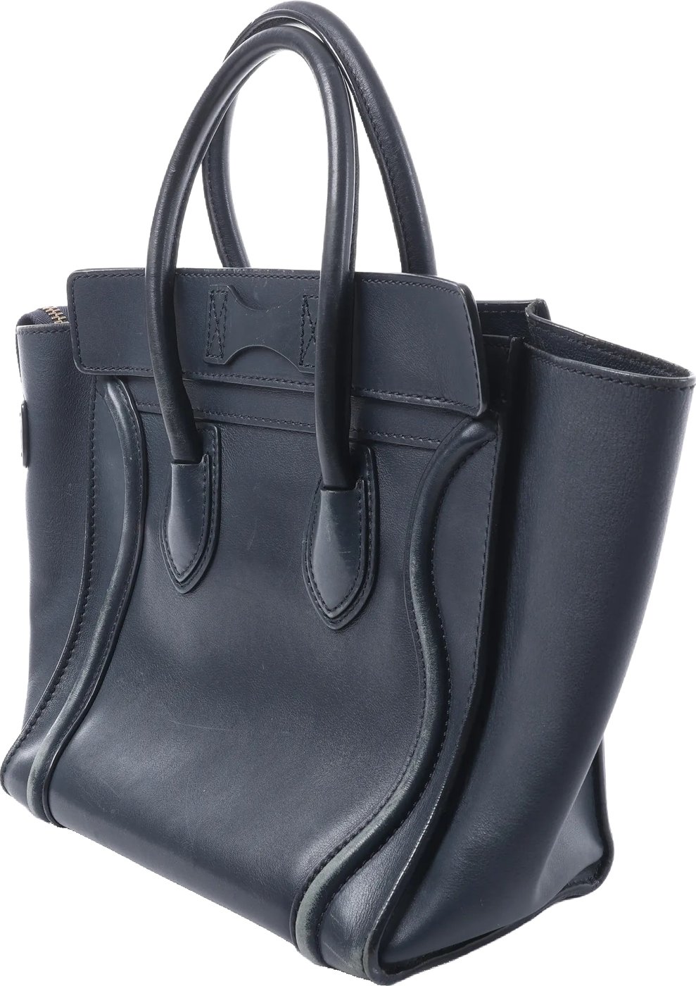 CELINE Luggage Micro Leather Handbag in Navy Blue