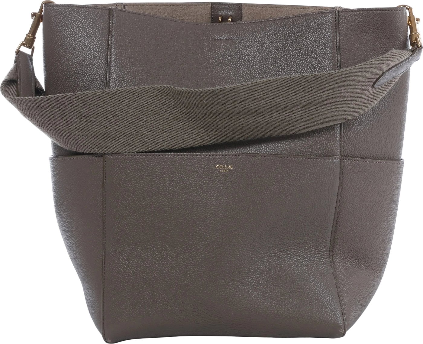 Celine Sangle Bucket Leather Shoulder Bag in Gray