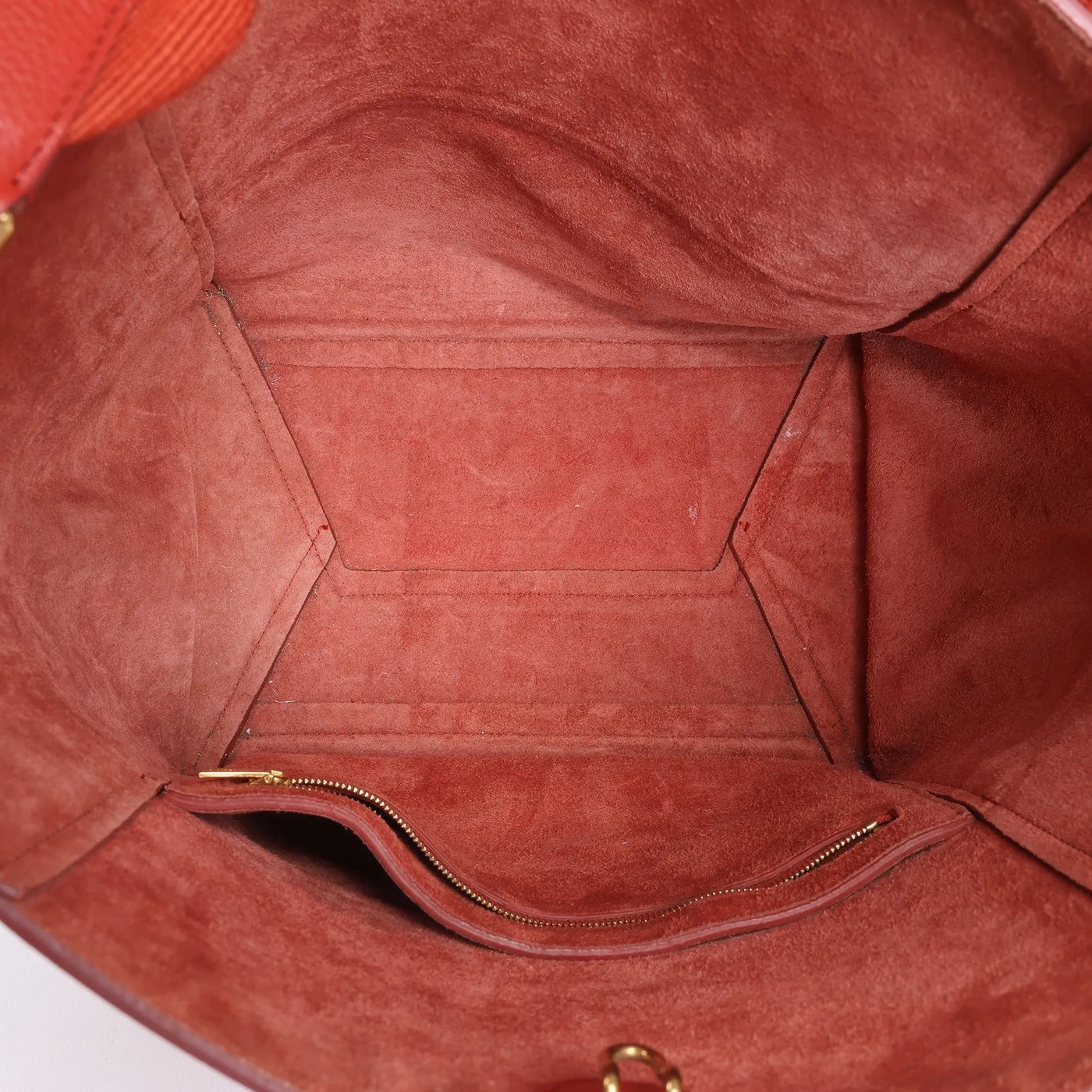 CELINE Seau Sangle Bucket Leather Shoulder Bag in Red