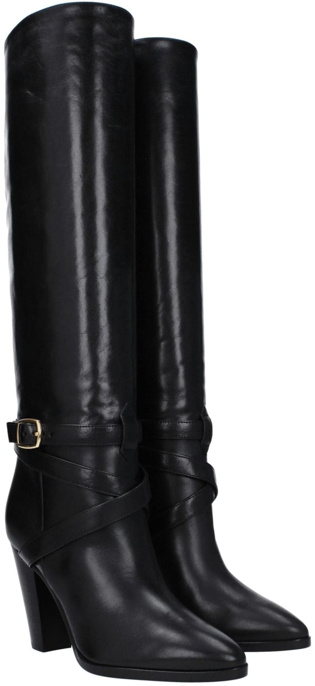 Celine Black Leather High Heel Boots