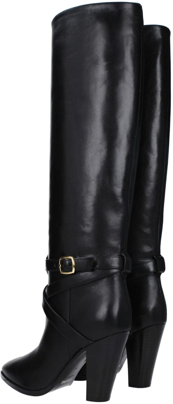 Celine Black Leather High Heel Boots