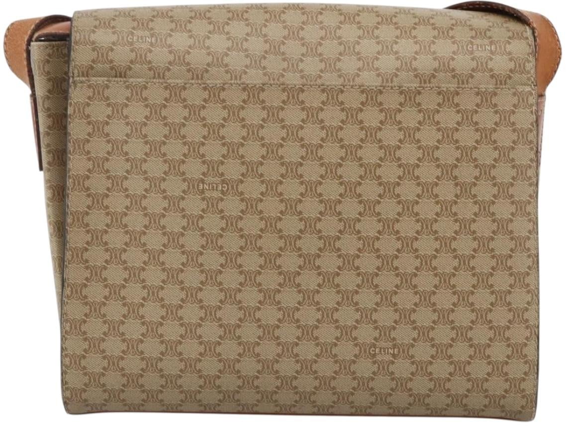 Celine Vintage Macadam Circle Logo Canvas and Leather