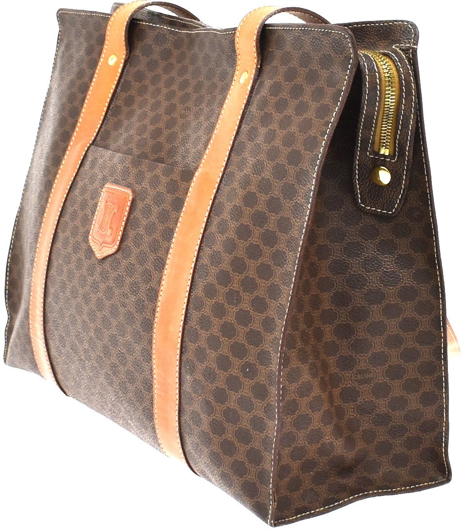 Celine Vintage Macadam Shopper Coated Canvas Large