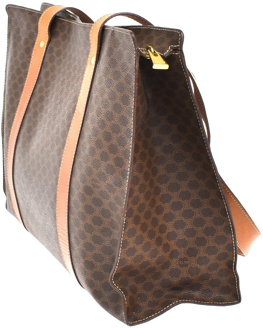 Celine Vintage Macadam Shopper Coated Canvas Large