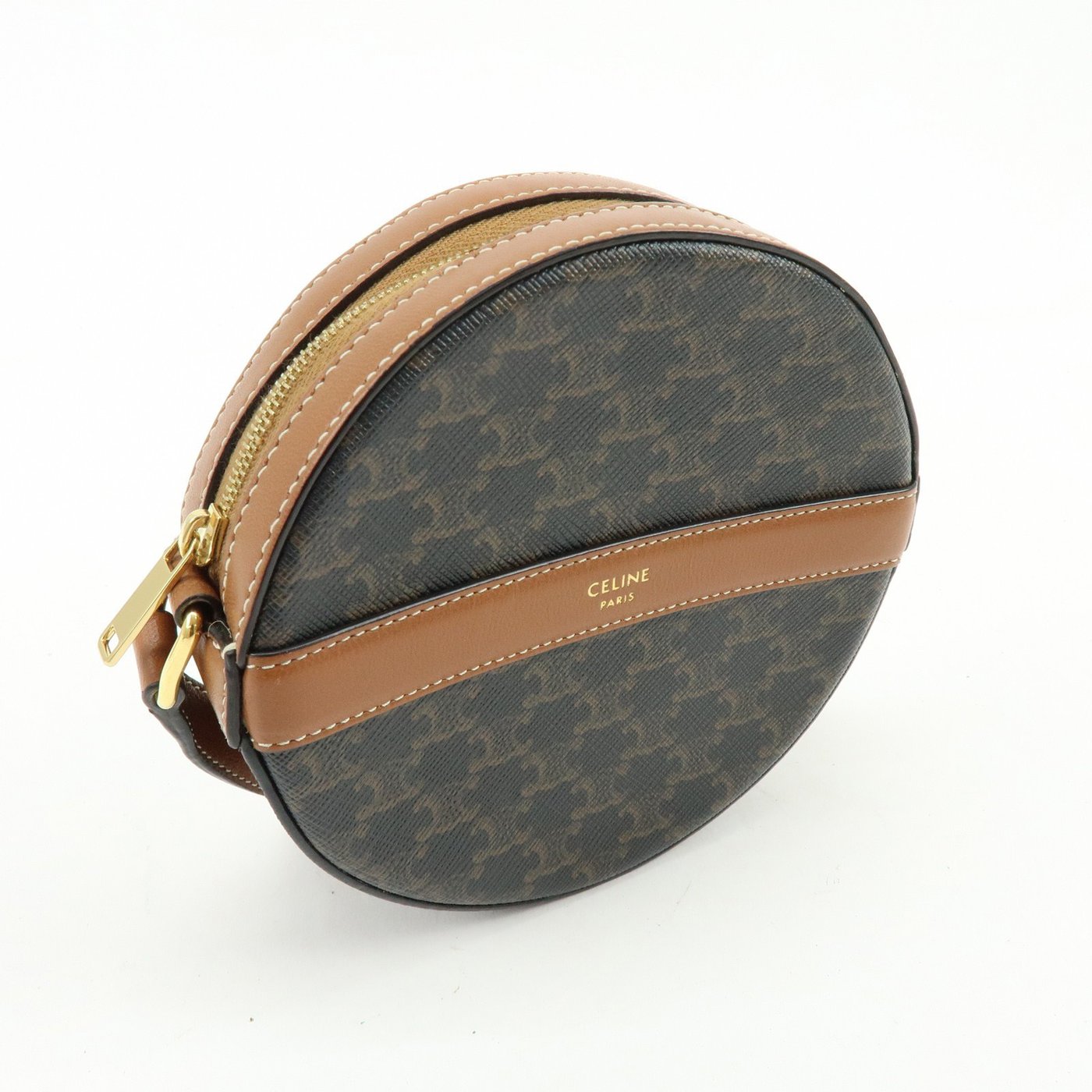 Celine Round Purse on Strap Triomphe Coated Canvas