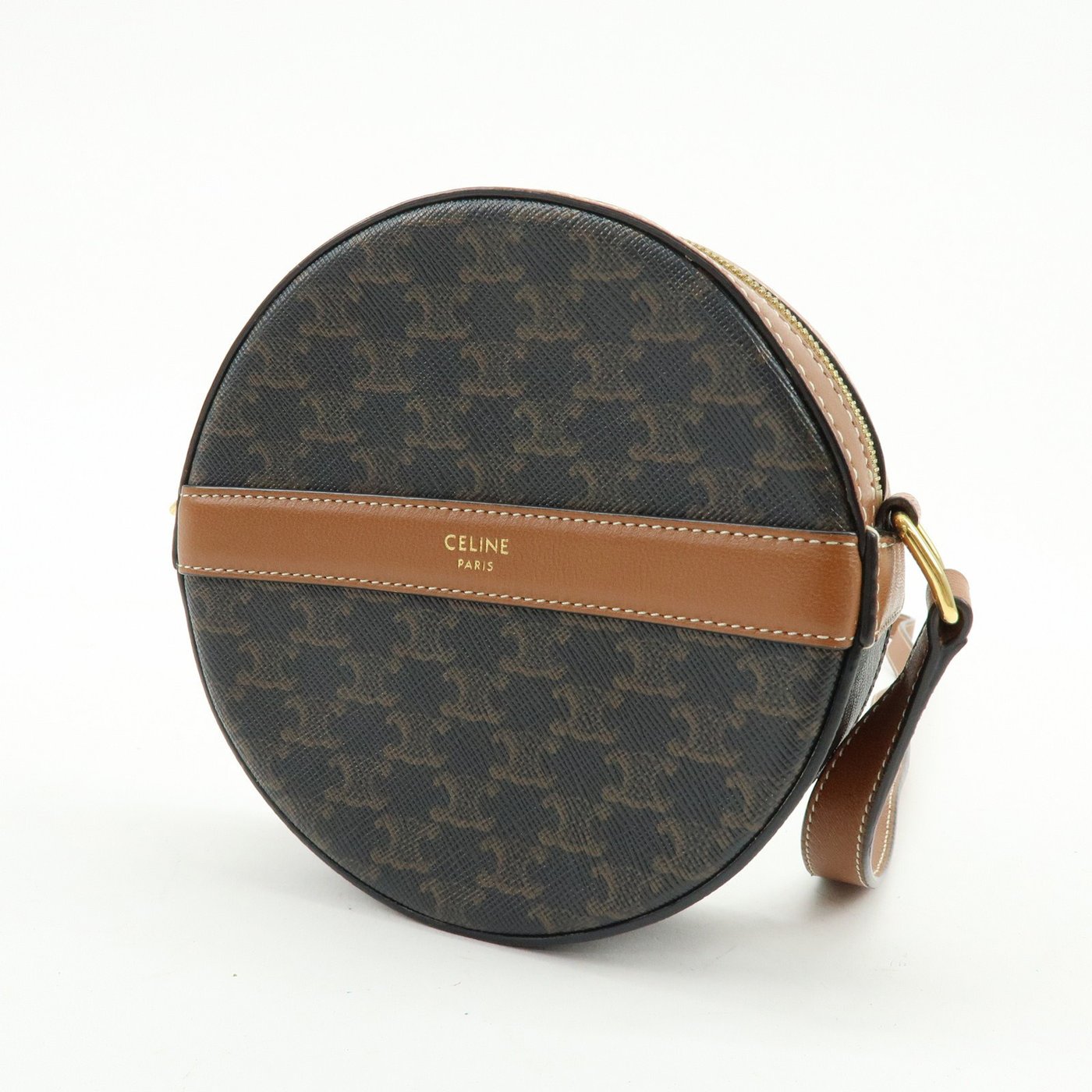 Celine Round Purse on Strap Triomphe Coated Canvas