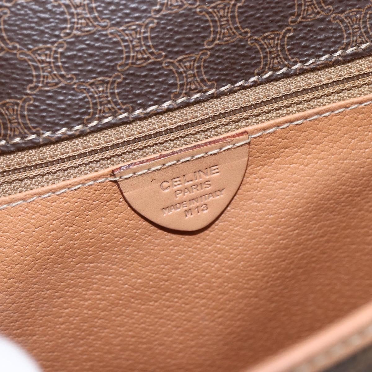Celine Vintage Macadam Circle Logo Canvas and Leather