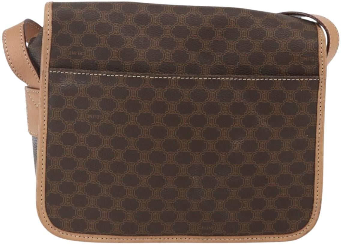 Celine Vintage Macadam Circle Logo Canvas and Leather