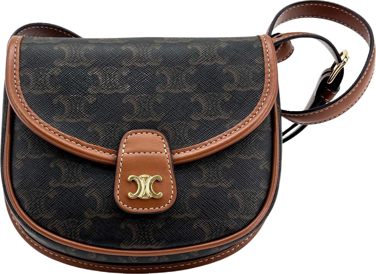 Celine Besace Flap Triomphe Coated Canvas Mini