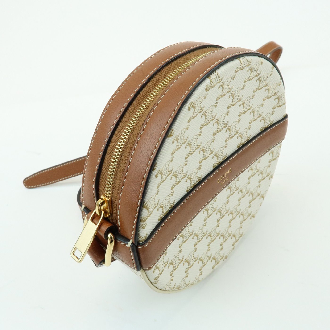 Celine Round Purse on Strap Triomphe Coated Canvas